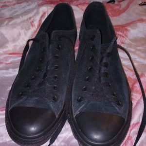 Black Genuine Suede Leather Low Top Converse Sneakers 11